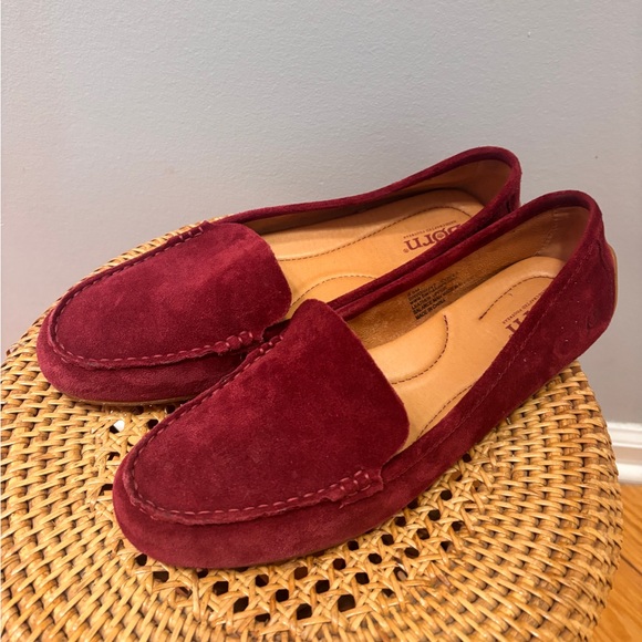 Born Burgundy Suede Loafers •Slip-on•8.5•preppy•casual•quiet luxury•scandi style - Picture 2 of 16